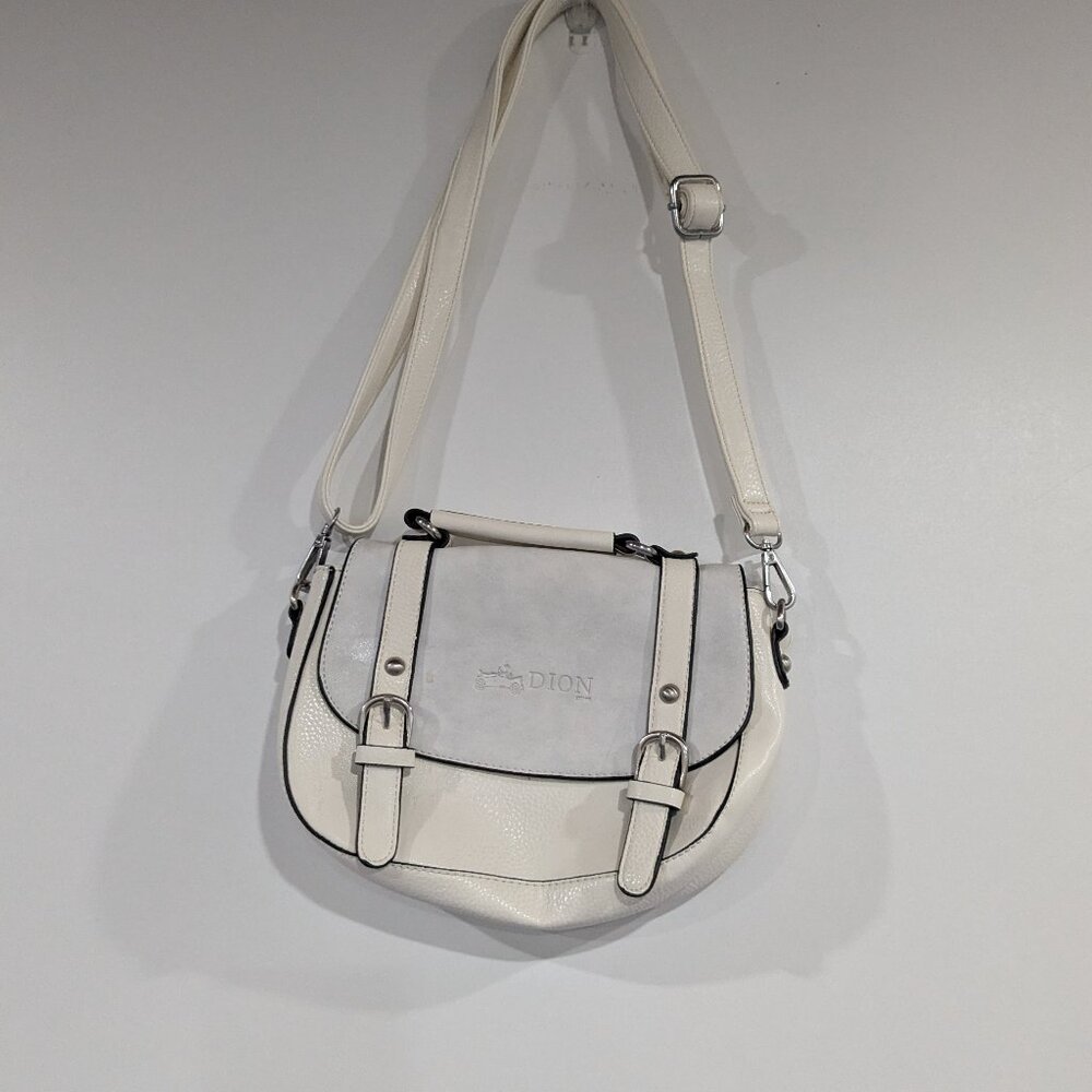 DION Faux Leather Crossbody Bag Purse White